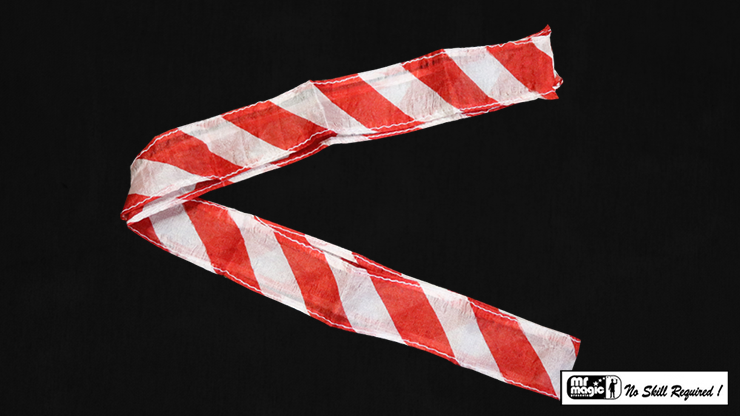 Thumb Tip Streamer Zebra 3' (Red and White) by Mr. Magic - Trick